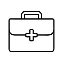 office first aid kit icon, office line art, office vector - simple black line art icon of office first aid kit perfect for logos, and office-themed designs.