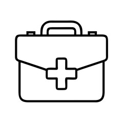 office first aid kit icon, office line art, office vector - simple black line art icon of office first aid kit perfect for logos, and office-themed designs.