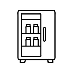 office fridge icon, office line art, office vector - simple black line art icon of office fridge perfect for logos, and office-themed designs.