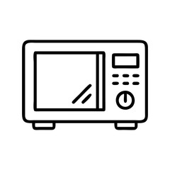 office microwave icon, office line art, office vector - simple black line art icon of office microwave perfect for logos, and office-themed designs.