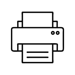 printer icon, office line art, office vector - simple black line art icon of printer perfect for logos, and office-themed designs.