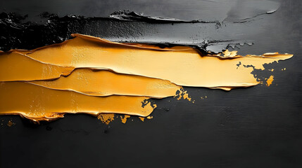 Gold and Black Abstract Art: Texture, Paint, Canvas