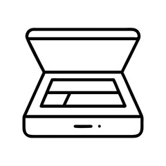 scanner icon, office line art, office vector - simple black line art icon of scanner perfect for logos, and office-themed designs.