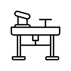 standing desk icon, office line art, office vector - simple black line art icon of standing desk perfect for logos, and office-themed designs.