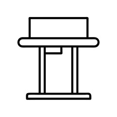 Fototapeta premium standing desk icon, office line art, office vector - simple black line art icon of standing desk perfect for logos, and office-themed designs.