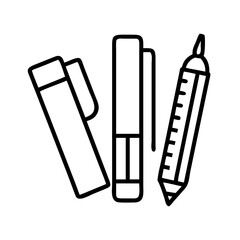 stationery icon, office line art, office vector - simple black line art icon of stationery perfect for logos, and office-themed designs.