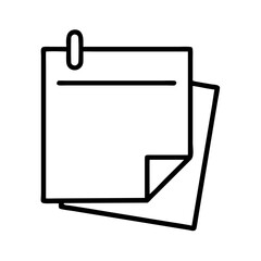 sticky notes icon, office line art, office vector - simple black line art icon of sticky notes perfect for logos, and office-themed designs.