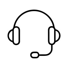 telephone headset icon, office line art, office vector - simple black line art icon of telephone headset perfect for logos, and office-themed designs.