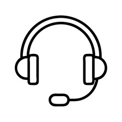 telephone headset icon, office line art, office vector - simple black line art icon of telephone headset perfect for logos, and office-themed designs.