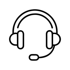telephone headset icon, office line art, office vector - simple black line art icon of telephone headset perfect for logos, and office-themed designs.