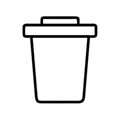 trash bin icon, office line art, office vector - simple black line art icon of trash bin perfect for logos, and office-themed designs.
