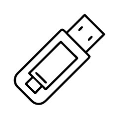 usb flash drive icon, office line art, office vector - simple black line art icon of usb flash drive perfect for logos, and office-themed designs.