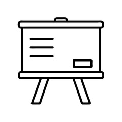 whiteboard icon, office line art, office vector - simple black line art icon of whiteboard perfect for logos, and office-themed designs.