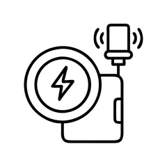 wireless charger icon, office line art, office vector - simple black line art icon of wireless charger perfect for logos, and office-themed designs.
