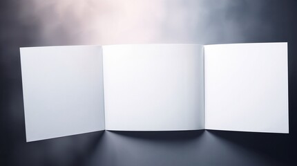 Obraz premium Opened blank tri-fold brochure mockup on white background