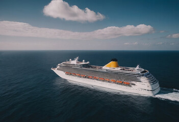 tourist cruise ship seascape , realistic illustration