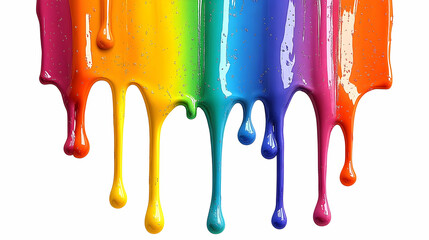 Rainbow Colors: Dripping Paint on White Background