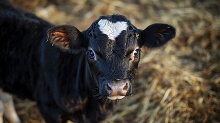 close-up of a cow on a meadow, Alps, mountain cows, hike, farm.
