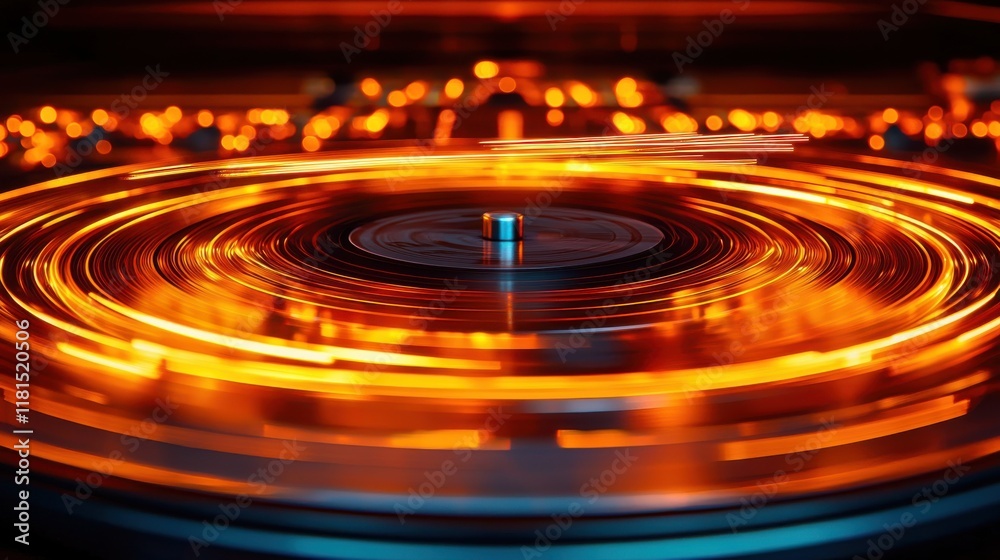Leinwandbilder dynamic macro shot of a spinning turntable platter with laser standard studio setting high-resolutio