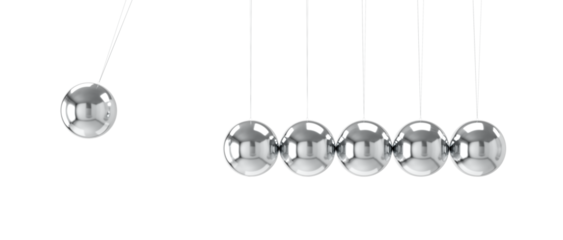 Newton's cradle with balancing balls transparent background