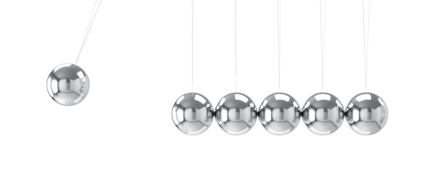 Newton's cradle with balancing balls transparent background
