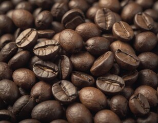 Fototapeta premium roasted coffee beans food background, realistic illustration