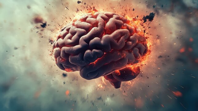Creativity concept with a brain exploding in colors. Mind blown concept.