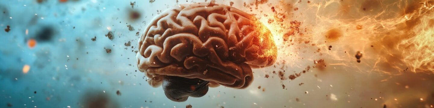 Creativity concept with a brain exploding in colors. Mind blown concept.