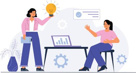 Business innovation idea presentation illustration, designed for modern and dynamic design projects.