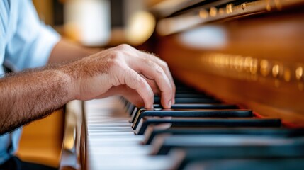 Obraz premium Capturing the emotion of music through a pianist's striking chords