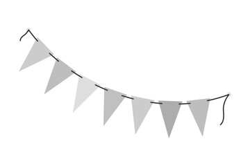 Triangular Pennant garland on string in grayscale. Black Day greeting decorative design element idea