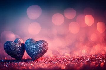 Obraz premium Abstract Red Heart Bokeh Background for Valentine's Day Celebration