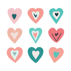Set of hearts,  love. In pastel colors