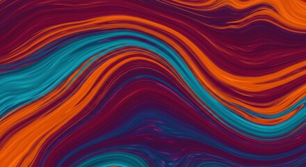 Fototapeta premium Abstract Flowing Swirls: An abstract art piece featuring a dynamic composition of flowing, swirling lines in vibrant hues of teal, orange, and purple. The abstract shapes.