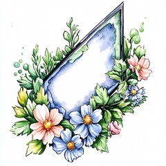 Vibrant Floral Frame: Delicate Watercolor Illustration, Botanical Design. AI Generated