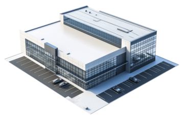 Modern Commercial Building Exterior 3D Rendering