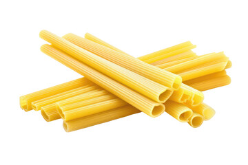 Stack of Penne Rigate Pasta on isolated background