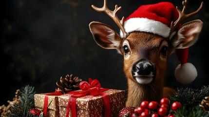 Holiday Cheer: Deer, Gifts, Festive Decor