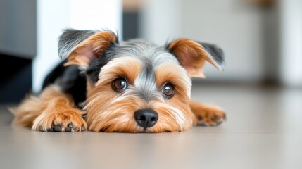 Schnauzer relaxation on a sunny afternoon in a cozy living room