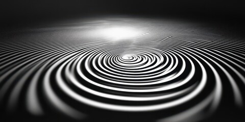 Fototapeta premium Abstract Black and White Concentric Circles Pattern with Dynamic Perspective
