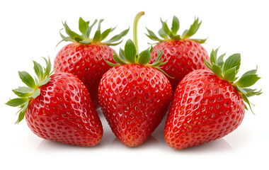 set of strawberries isolated on white or transparent 