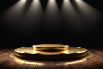 Elegant 3D podium in golden shades