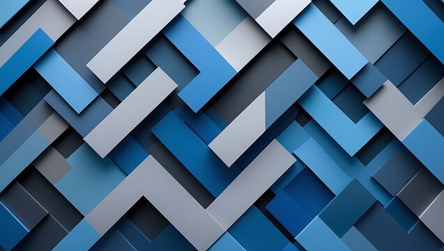Abstract geometric background with overlapping blue and gray rectangles, modern design for technology and business themes