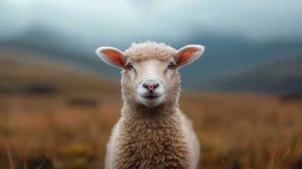 Fluffy white sheep grazing peacefully on the grasslands of the UK