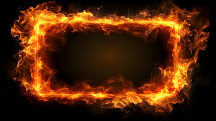 Fiery Frame: Blazing Border on Dark Backdrop