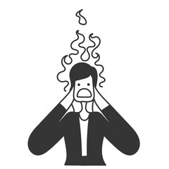 hand drawn doodle business woman with burning head fire