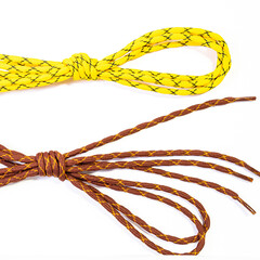 shoe laces on isolated white.