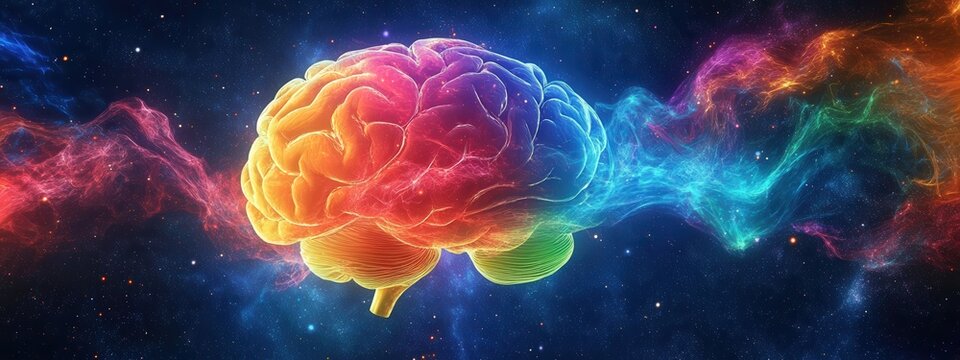 Creativity concept with a brain exploding in colors. Mind blown concept.