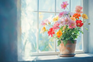 Oil painting on canvas, still life flowers
