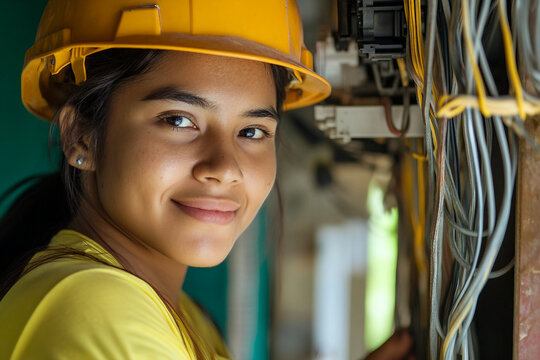 Close-up ai generated photo of an professional electrician repairing wiring